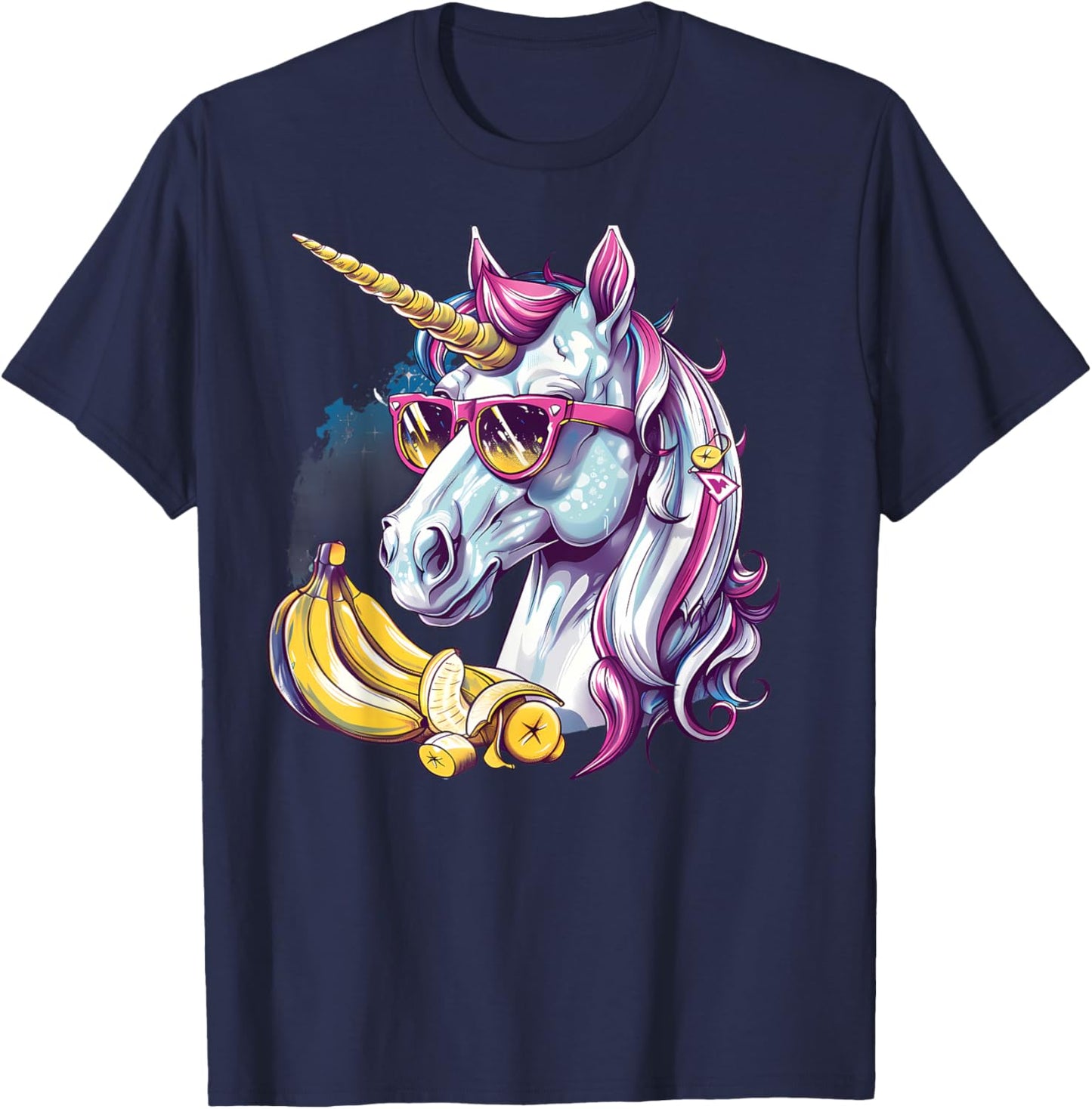 Banana Unicorn Portrait Artwork Banana Lover Bananas Fruit T-Shirt - T-Shirt | Navy