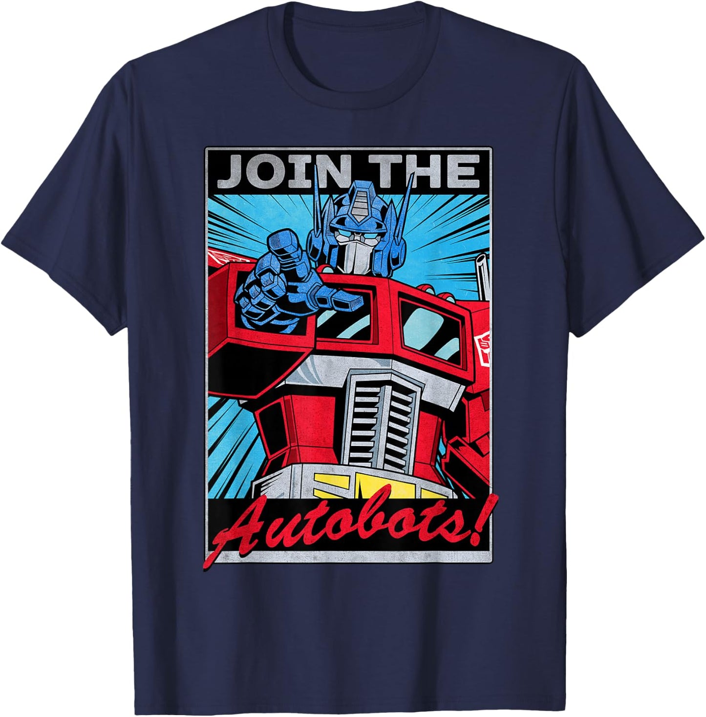 Transformers Optimus Prime Join The Autobots Retro Poster Small T-Shirt - T-Shirt | Navy
