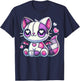 Kawaii Pastel Goth Creepy and Witchy Zombie Patchwork Cat T-Shirt - T-Shirt | Navy