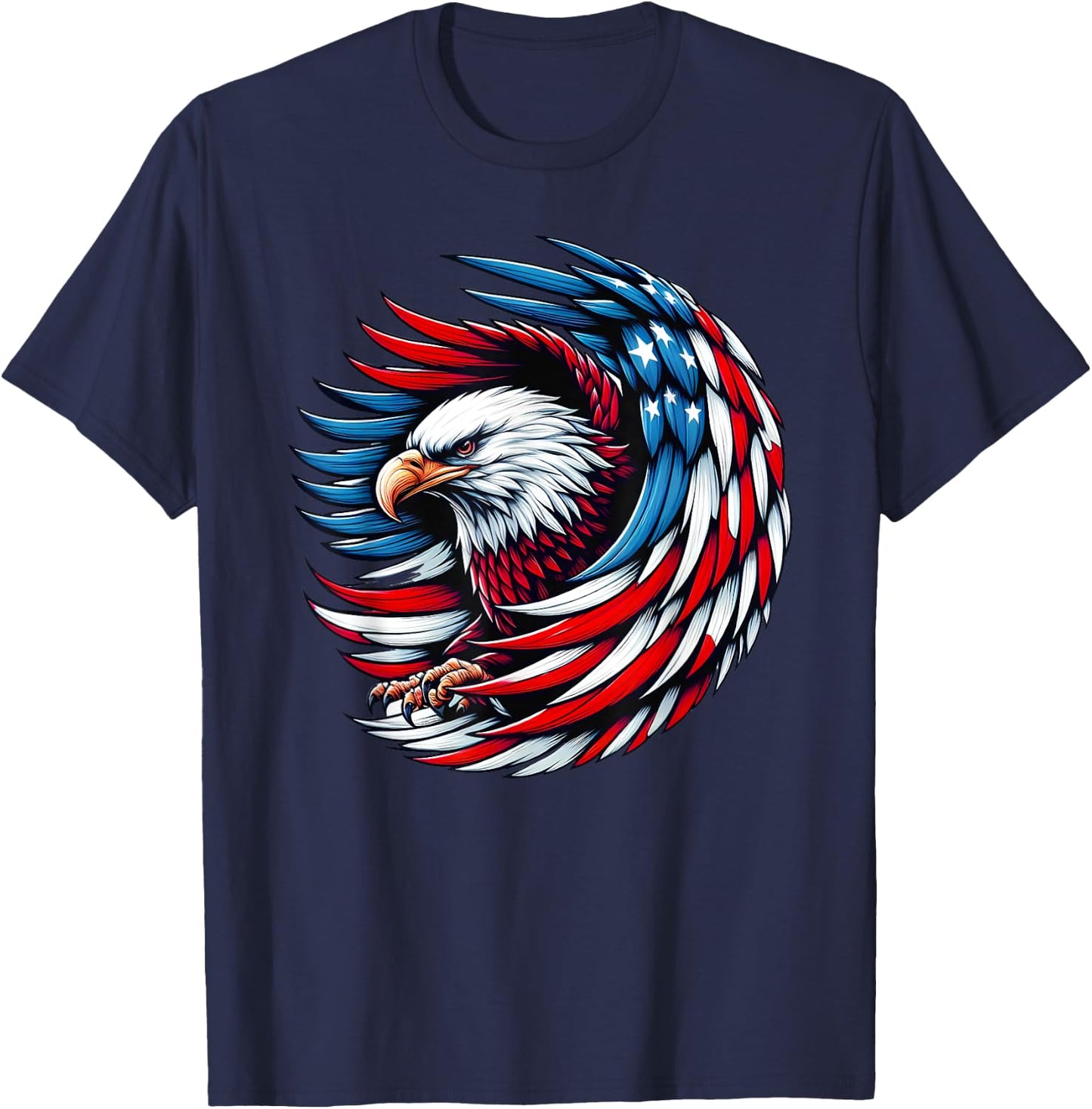 American Bald Eagle USA Flag 4th of July Patriotic Eagle Kids Men T-Shirt - T-Shirt | Navy