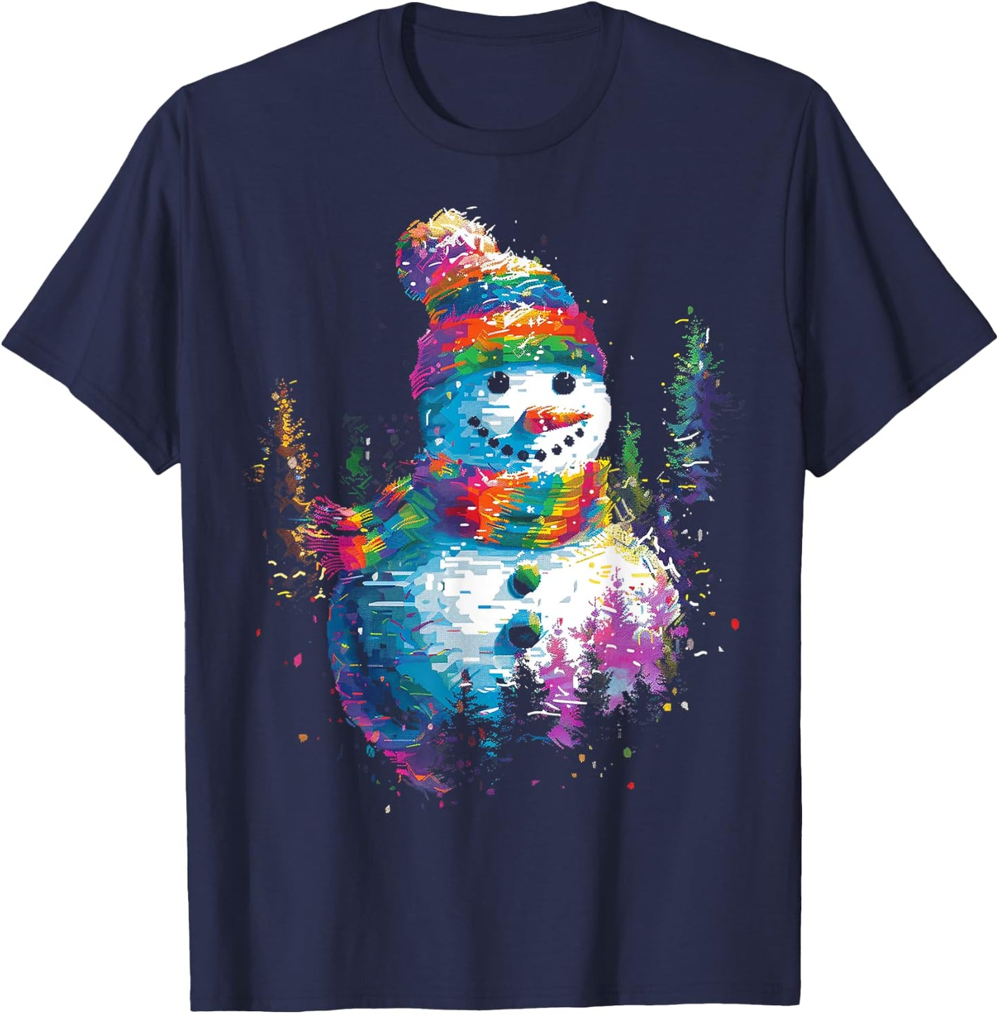 Snowman Christmas Motif X-Mas Art Family Snowman T-Shirt - T-Shirt | Navy