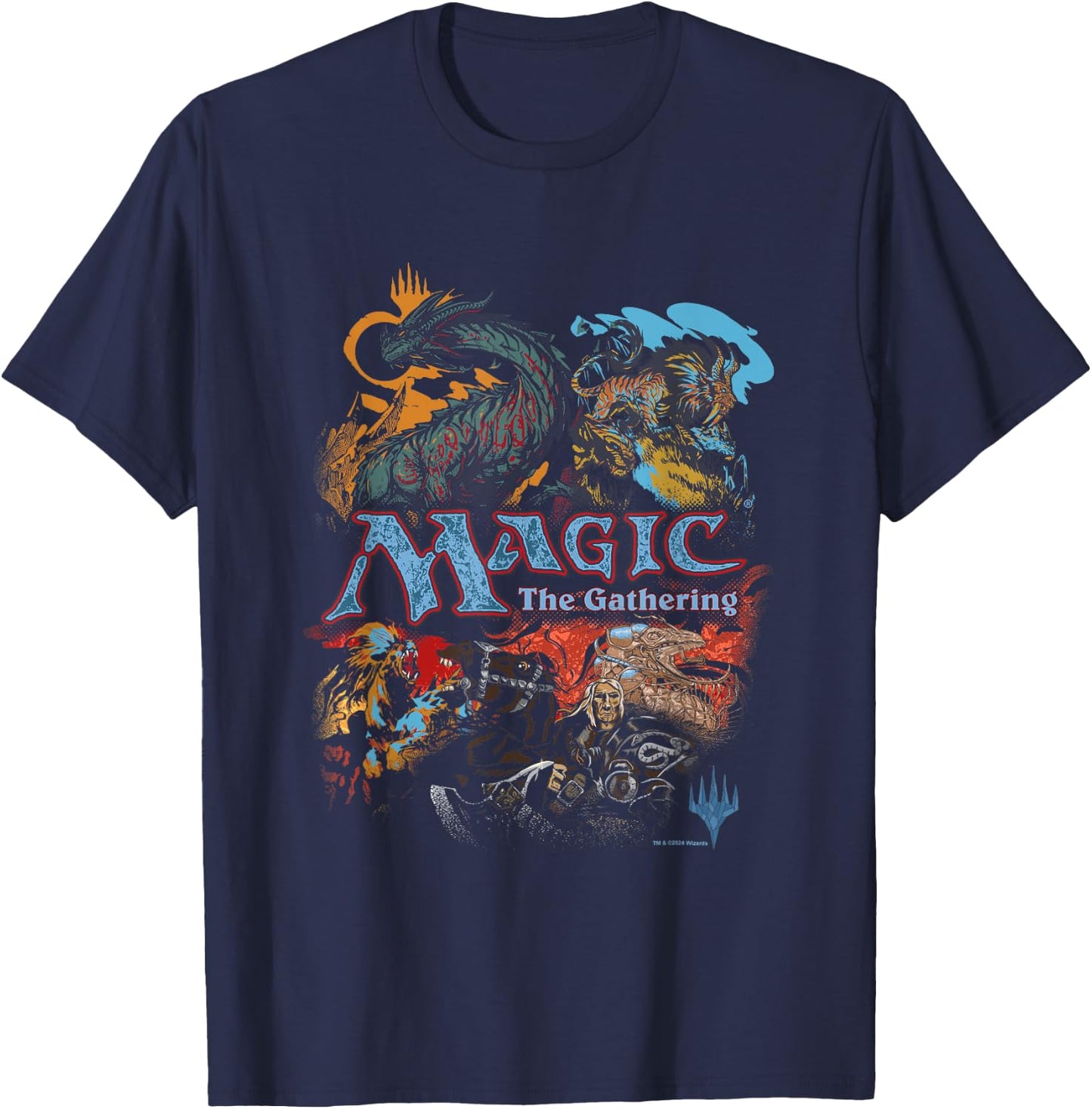 Magic: The Gathering Iconic Retro Fight Scene Chest Poster T-Shirt - T-Shirt | Navy