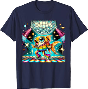 Aesthetic Fish Disco T-Shirt - T-Shirt | Navy