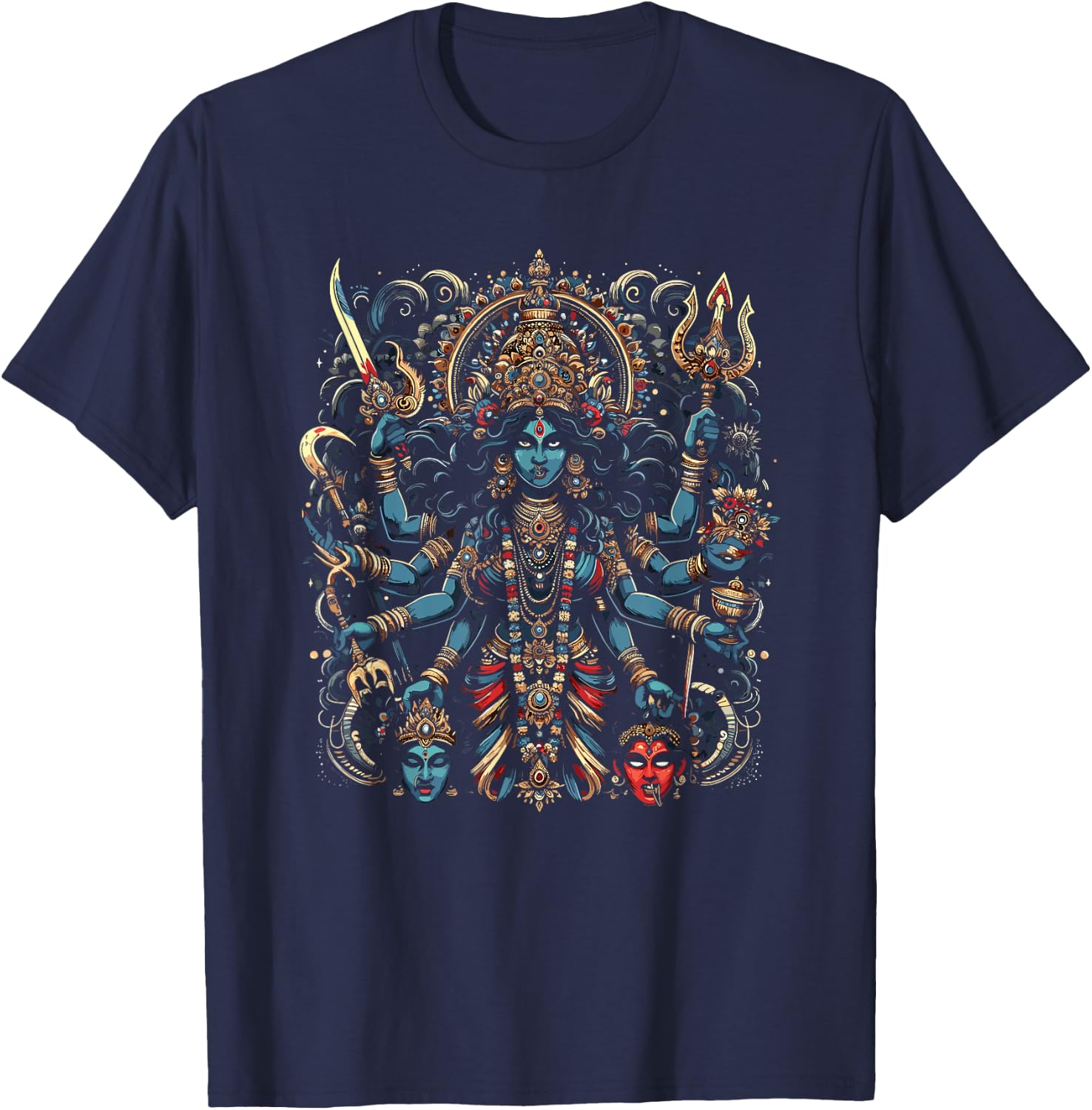 Kali Hindu Goddess Of Death Warrior Mother Fierce T-Shirt - T-Shirt | Navy
