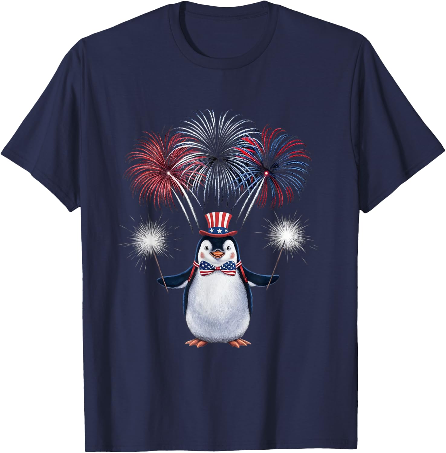 US Flag Penguin 4th Of July Patriotic Penguin Men Women Kids T-Shirt - T-Shirt | Navy