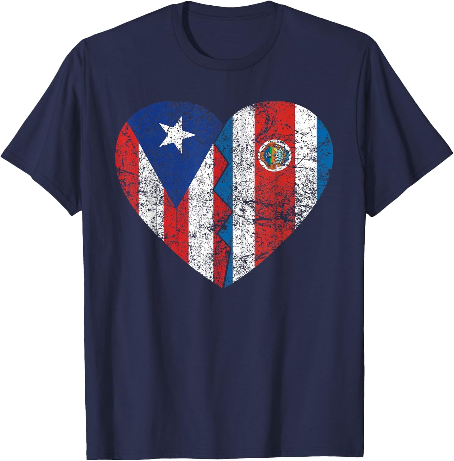 Costa Rican Puerto Rican Flags | Puerto Rico Costa Rica T-Shirt - T-Shirt | Navy