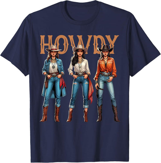 Women Western Cowgirl Rodeo Melanin History Texas T-Shirt - T-Shirt | Navy