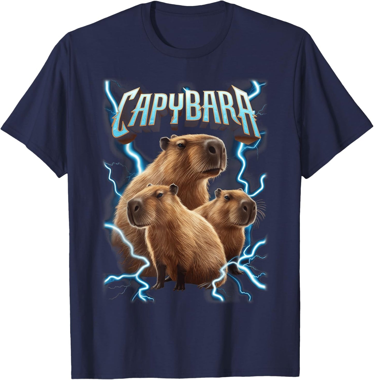 Capybara Heavy Metal Christmas Shirt | Funny Holiday Gifts T-Shirt - T-Shirt | Navy