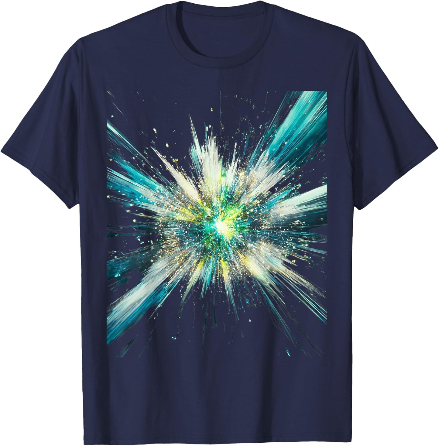Abstract Space Explosion Art Vibrant Cosmic Burst Supernova Design T-Shirt - T-Shirt | Navy