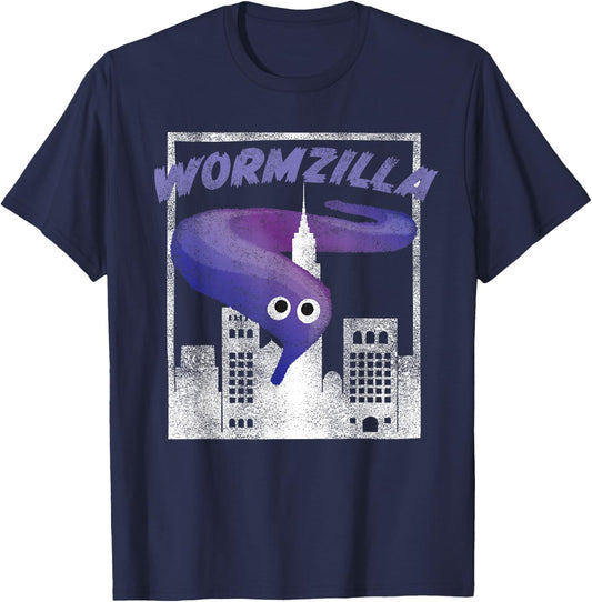 Worm On A String Meme Purple Wormzilla Retro Japanese Style T-Shirt - T-Shirt | Navy