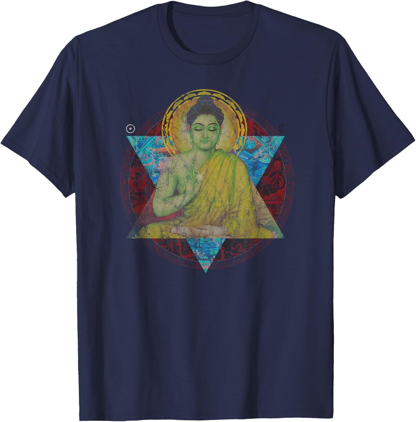 Yoga Buddhism Dharma Wheel Buddha Dharma Vintage Meditate T-Shirt - T-Shirt | Navy