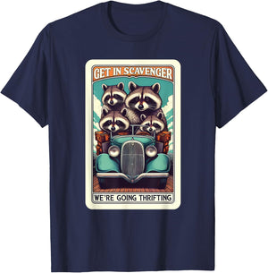 Get In Scavenger We're Going Thrifting Raccoon T-Shirt - T-Shirt | Navy