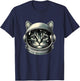 Space Cat Funny Cosmic Astronaut Cat Cute Retro Galaxy Cat Men Women Kids T-Shirt - T-Shirt | Navy