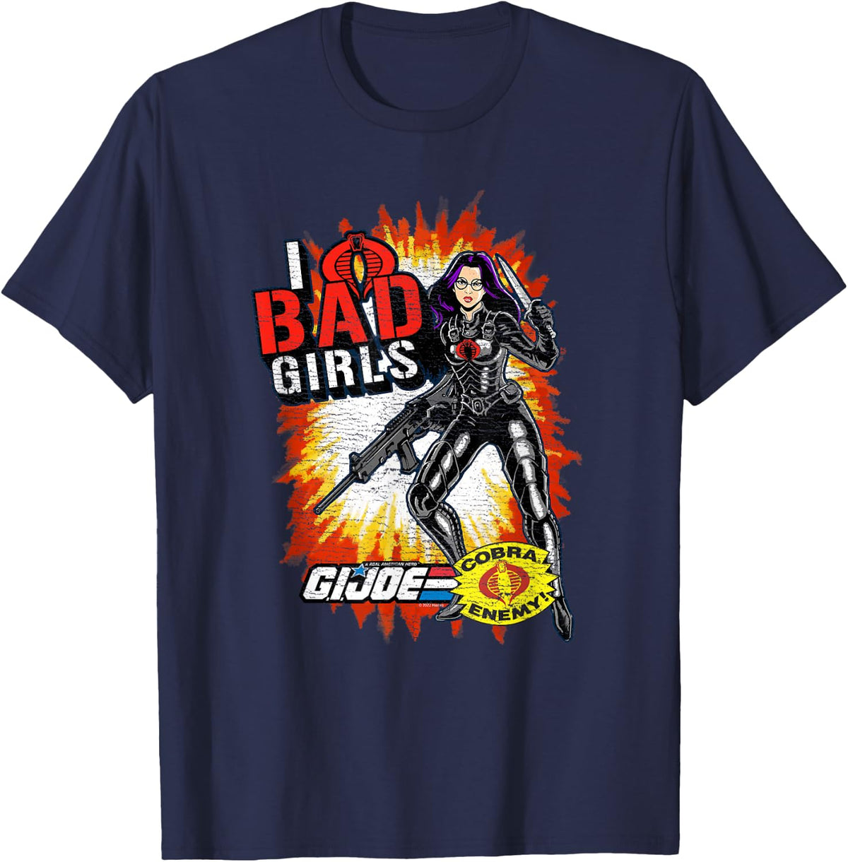 G.I. Joe I Heart Bad Girls Baroness Distressed Action Poster T-Shirt - T-Shirt | Navy