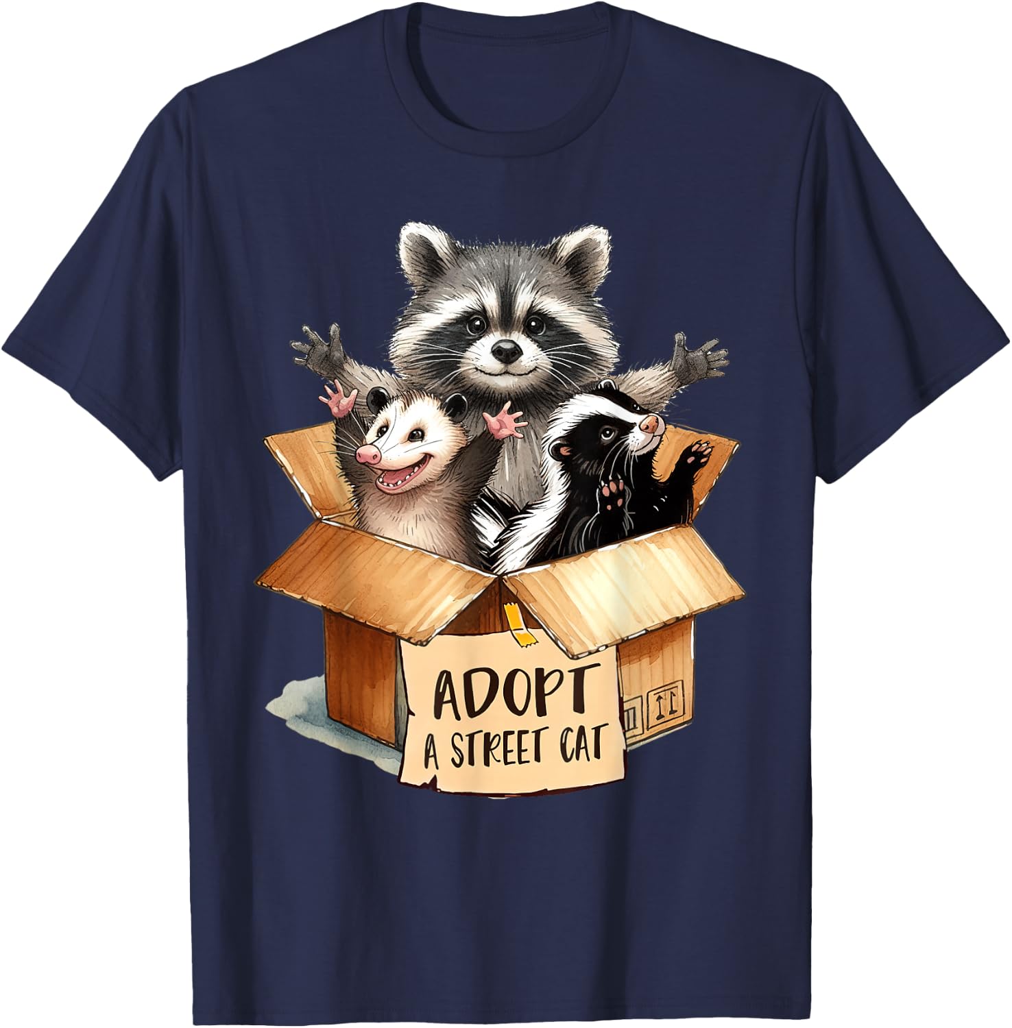 Team Trash Opossum Racoon Skunk Lover Adopt A Street Cat T-Shirt - T-Shirt | Navy