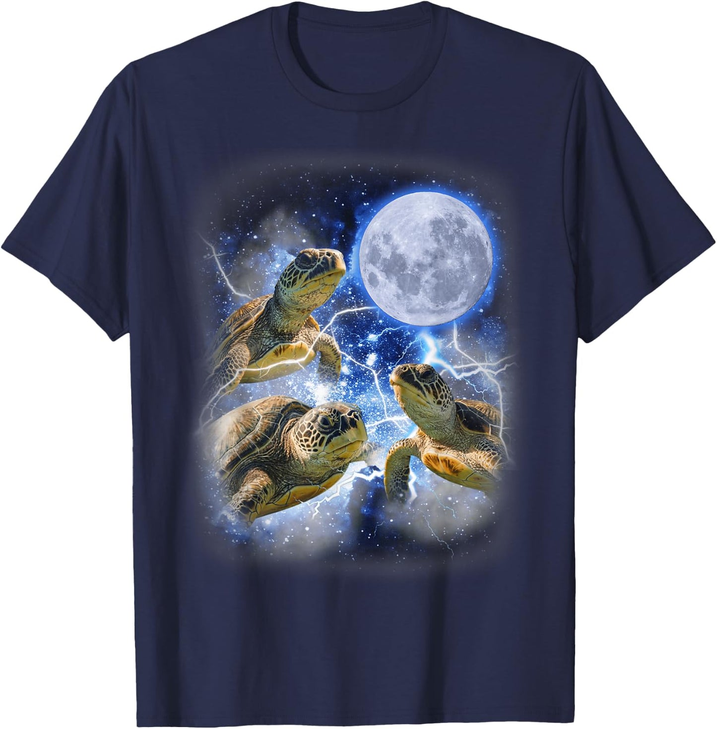 Three Sea Turtle Moon - 3 Magic Sea Turtles Cute Moon Parody T-Shirt - T-Shirt | Navy