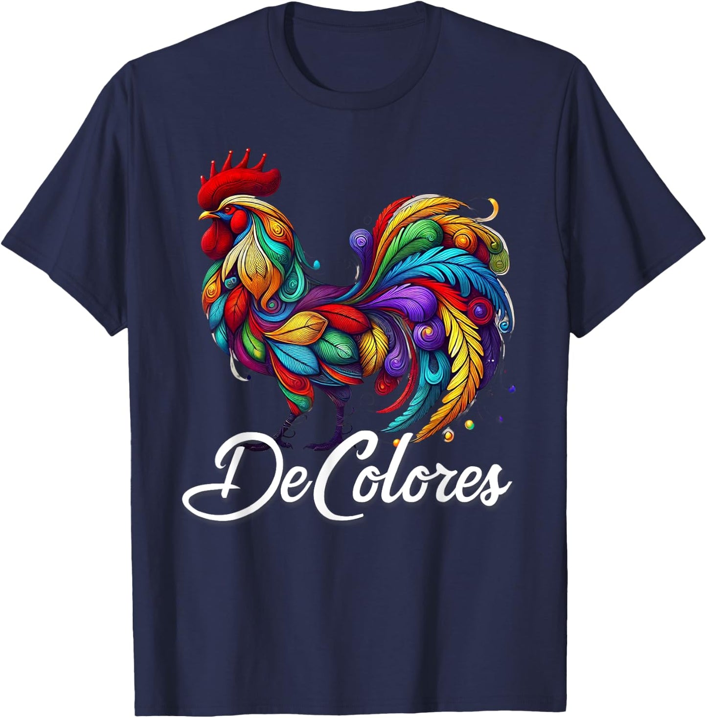 DeColores Cursillo Rainbow Rooster Catholic T-Shirt - T-Shirt | Navy