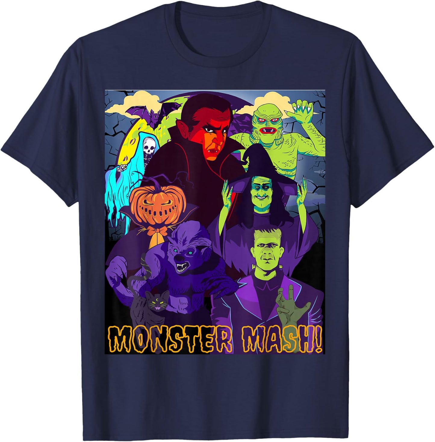 TWEAR 's Monster Mash Halloween Costume Funny Monster T-Shirt - T-Shirt | Navy