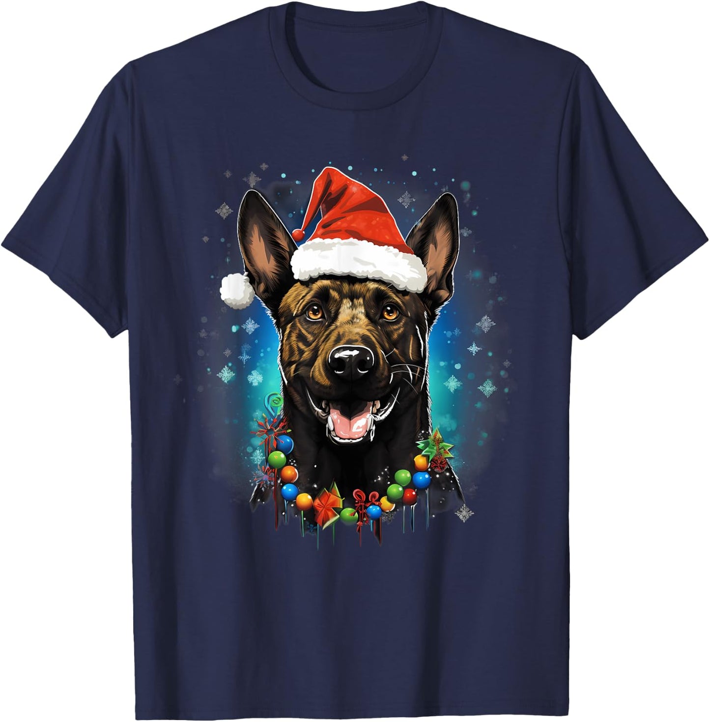 Xmas Dutch Shepherd Dog Christmas Women Kids T-Shirt - T-Shirt | Navy