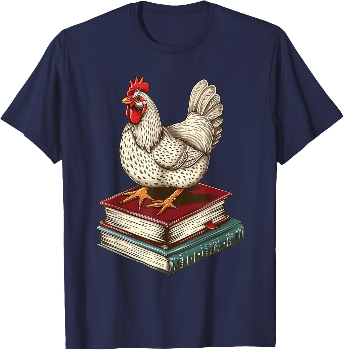 Chicken Books Back To School First Day Of School Boys Girls T-Shirt - T-Shirt | Navy