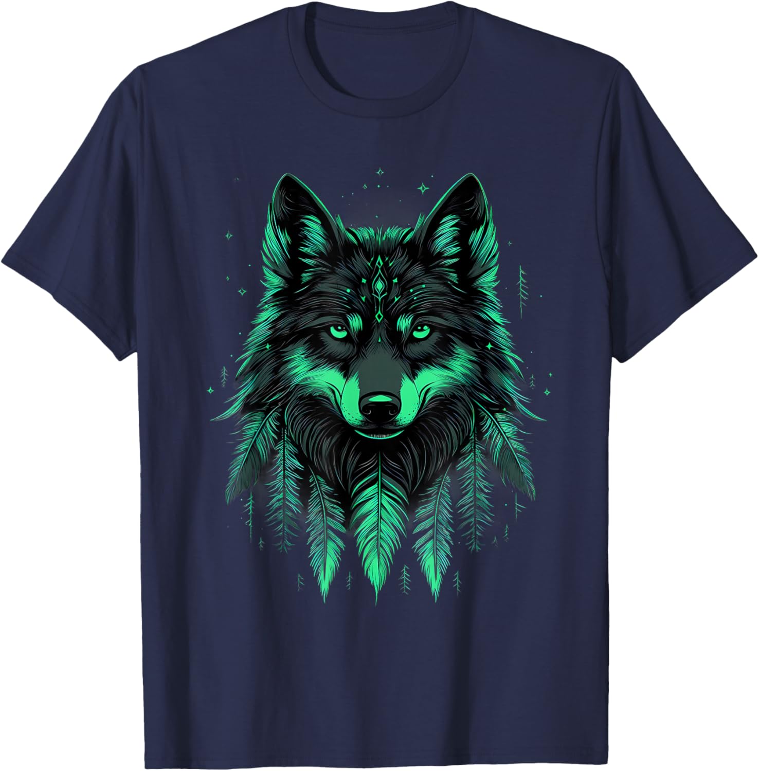 Indian Tribe Wolf Native American Pride Indian Chief T-Shirt - T-Shirt | Navy