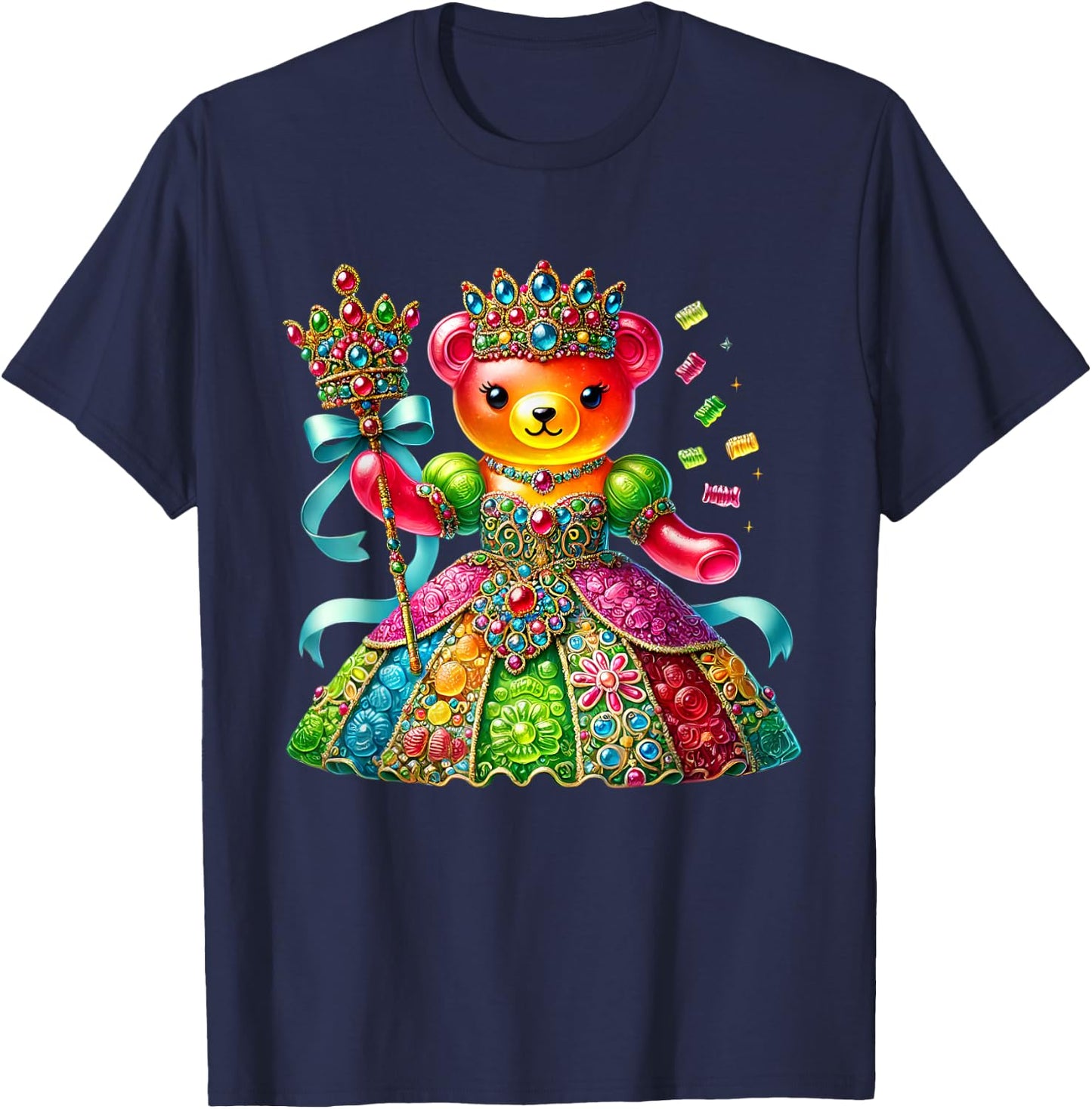 Cute Gummy Bear Princess Candy Lover Girls Kids T-Shirt - T-Shirt | Navy