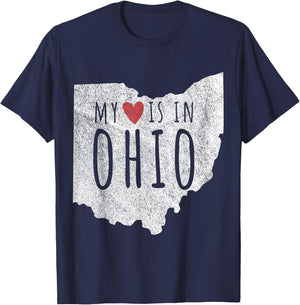 My Heart Is In Ohio Funny Ohio Roots Ohio Love T-Shirt - T-Shirt | Navy