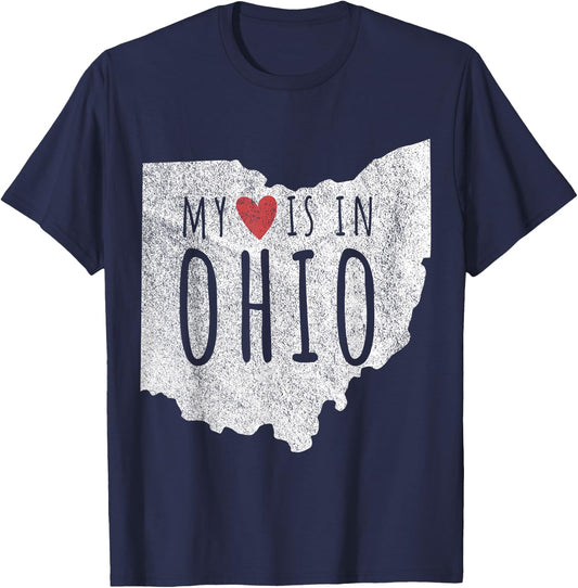 My Heart Is In Ohio Funny Ohio Roots Ohio Love T-Shirt - T-Shirt | Navy