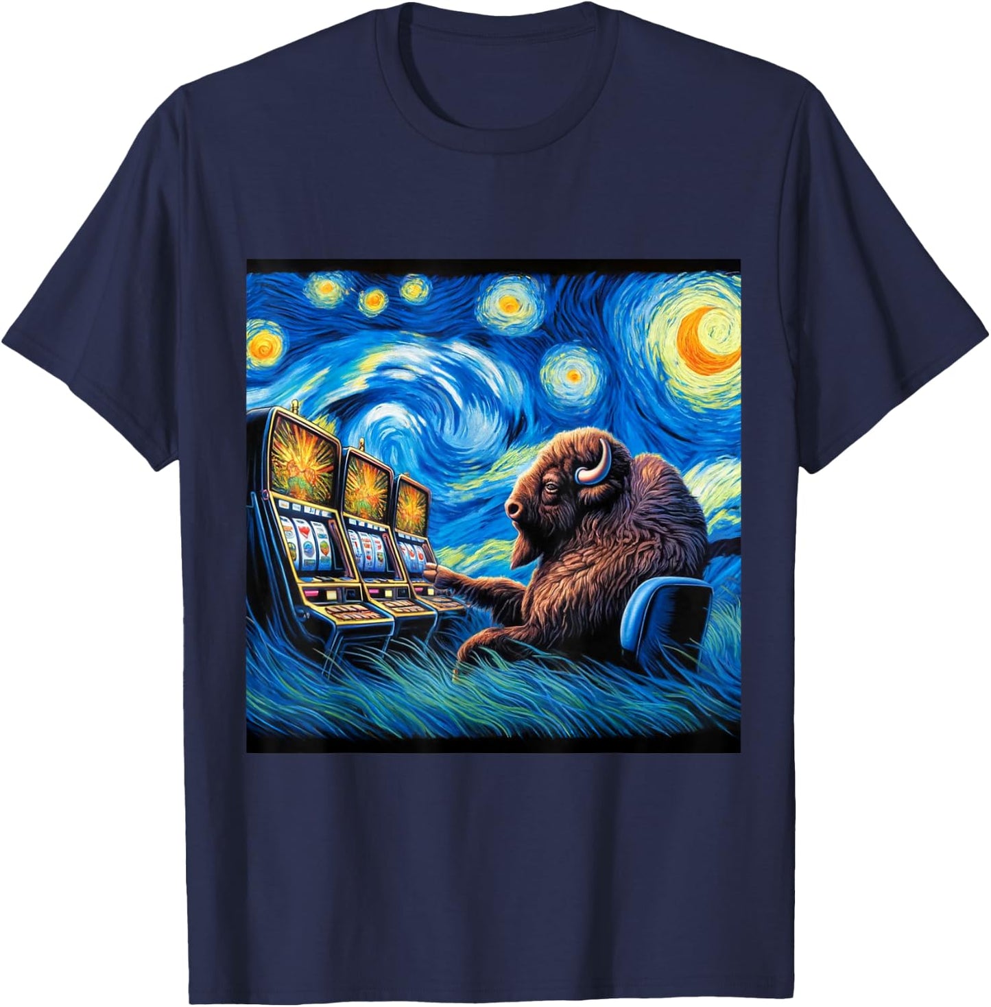 Lucky Buffalo Casino Slot Machine BUFFALOOOOO Gambling T-Shirt - T-Shirt | Navy