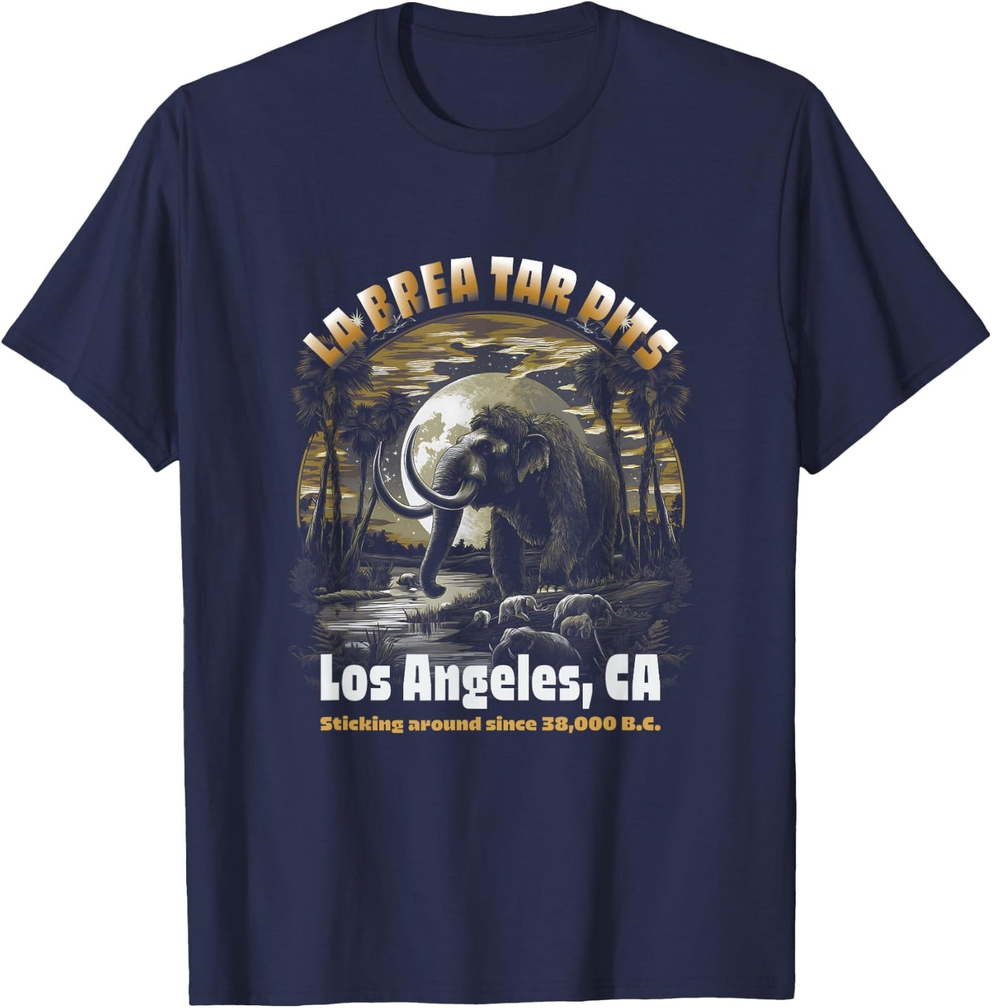 Los Angeles La Brea Tar Pits Columbian Mammoth T-Shirt - T-Shirt | Navy