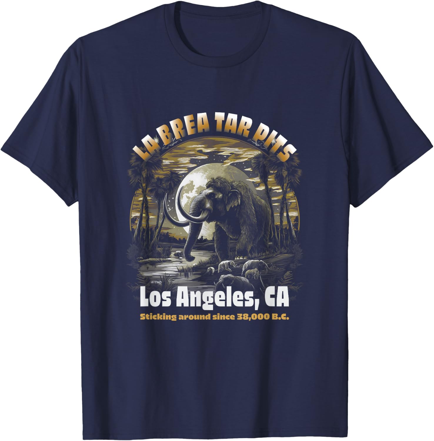 Los Angeles La Brea Tar Pits Columbian Mammoth T-Shirt - T-Shirt | Navy