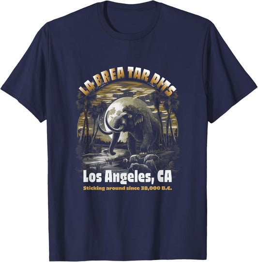Los Angeles La Brea Tar Pits Columbian Mammoth T-Shirt - T-Shirt | Navy