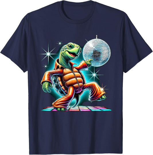 Aesthetic Turtle Disco T-Shirt - T-Shirt | Navy