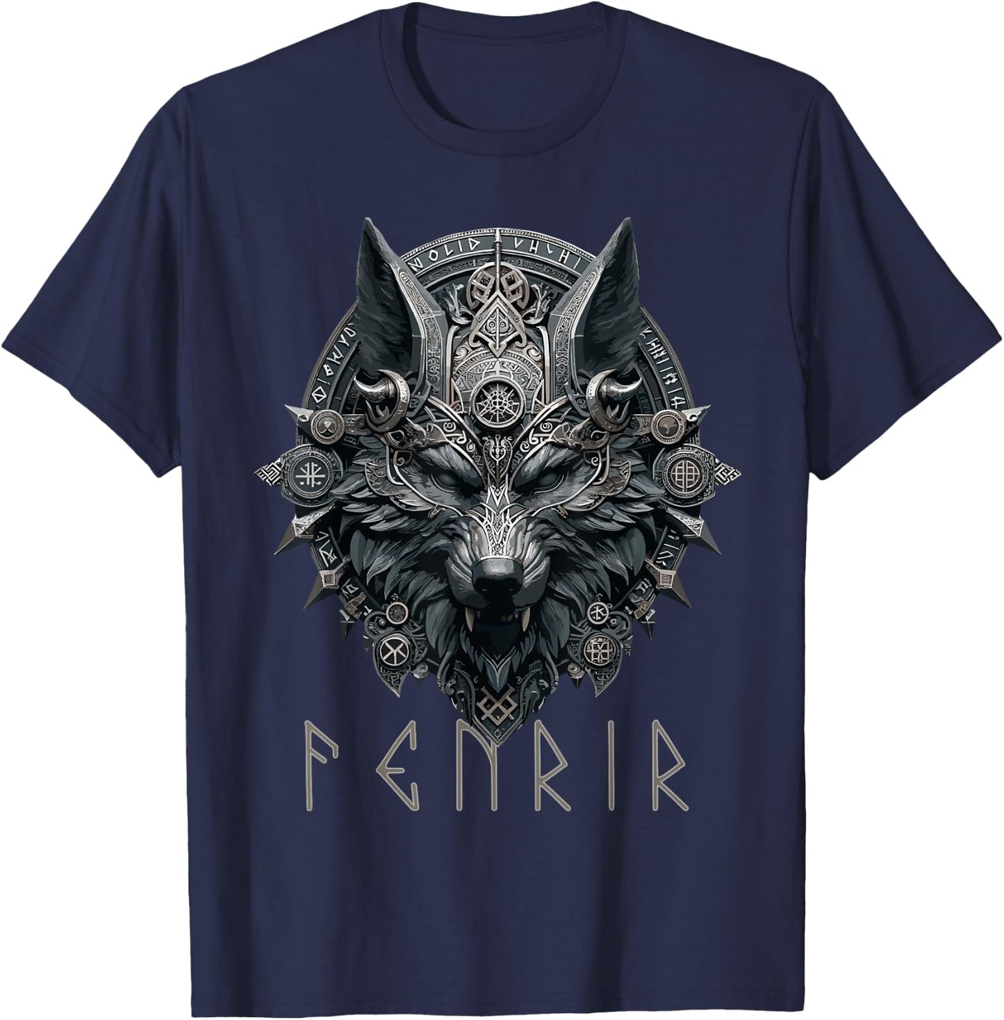 Norse Mythology Pagan Nordic Wolf Viking Design Ragnarok Men T-Shirt - T-Shirt | Navy