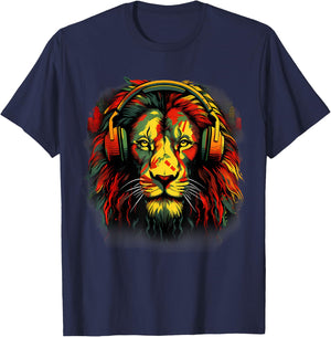Rasta Reggae Lion Reggae Music Rastafarian Pride Jamaica T-Shirt - T-Shirt | Navy