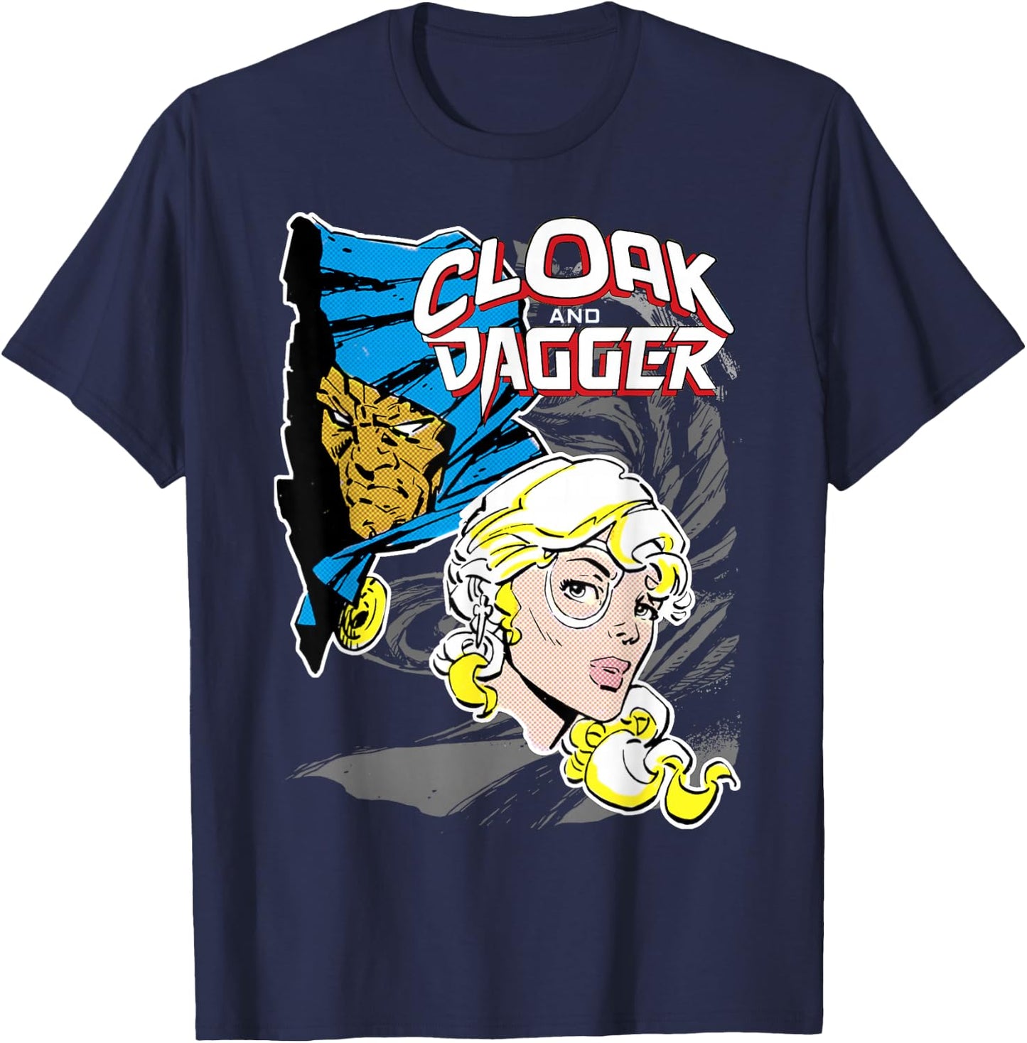 Marvel Cloak & Dagger Heads Vintage Graphic T-Shirt - T-Shirt | Navy