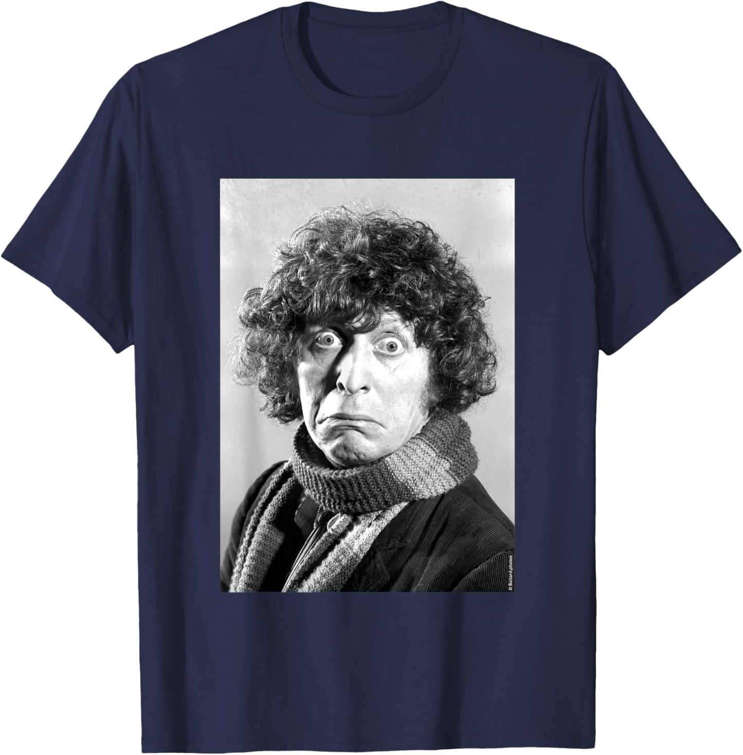 Tom Baker Doctor Who Actor Scared Expression Allan Ballard T-Shirt - T-Shirt | Navy