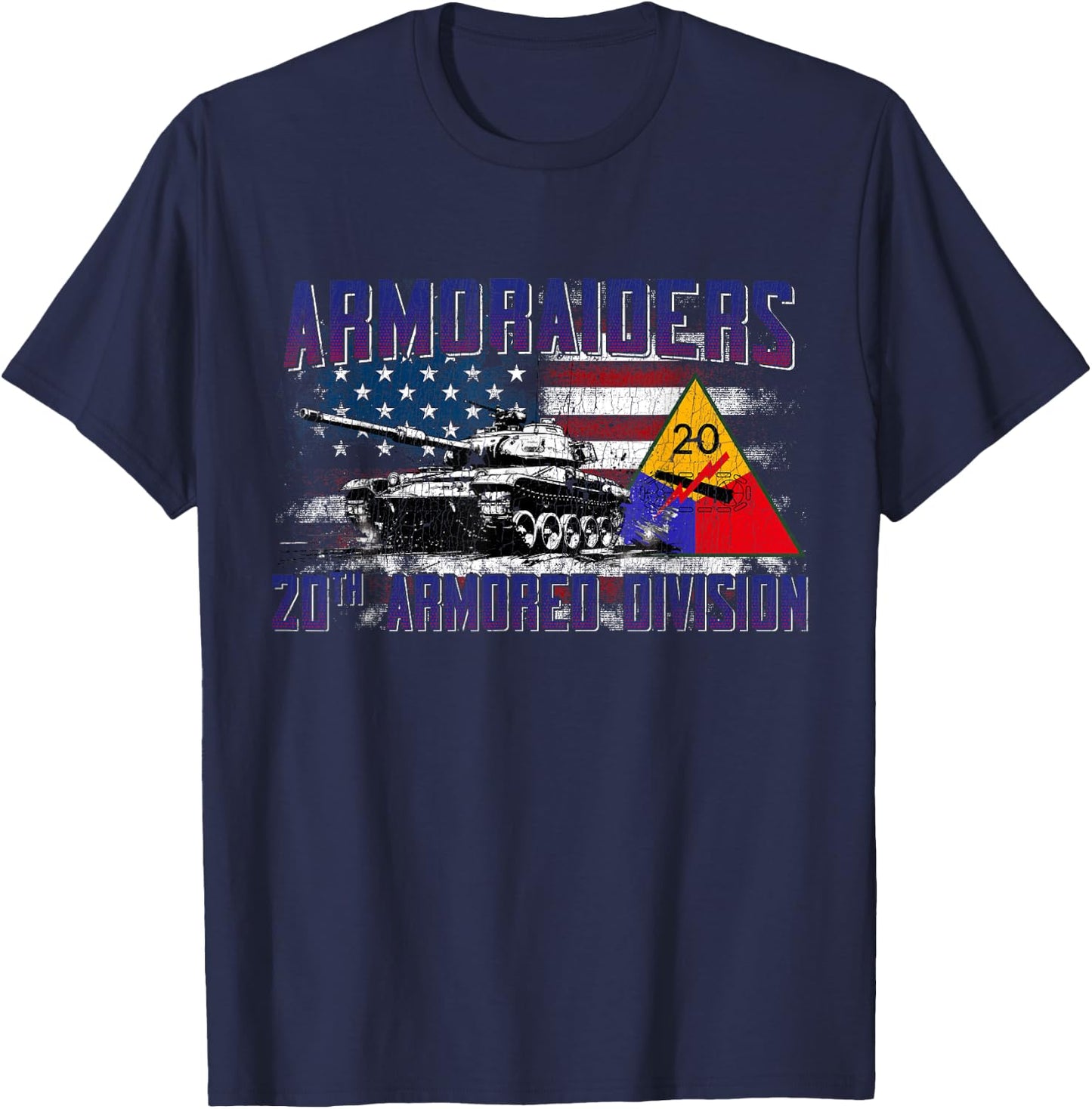 Veteran 20th Armored Division Armoraiders Vintage Gifts T-Shirt - T-Shirt | Navy