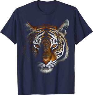 Tiger Mandala Animal Art Zoo Motif Tiger T-Shirt - T-Shirt | Navy