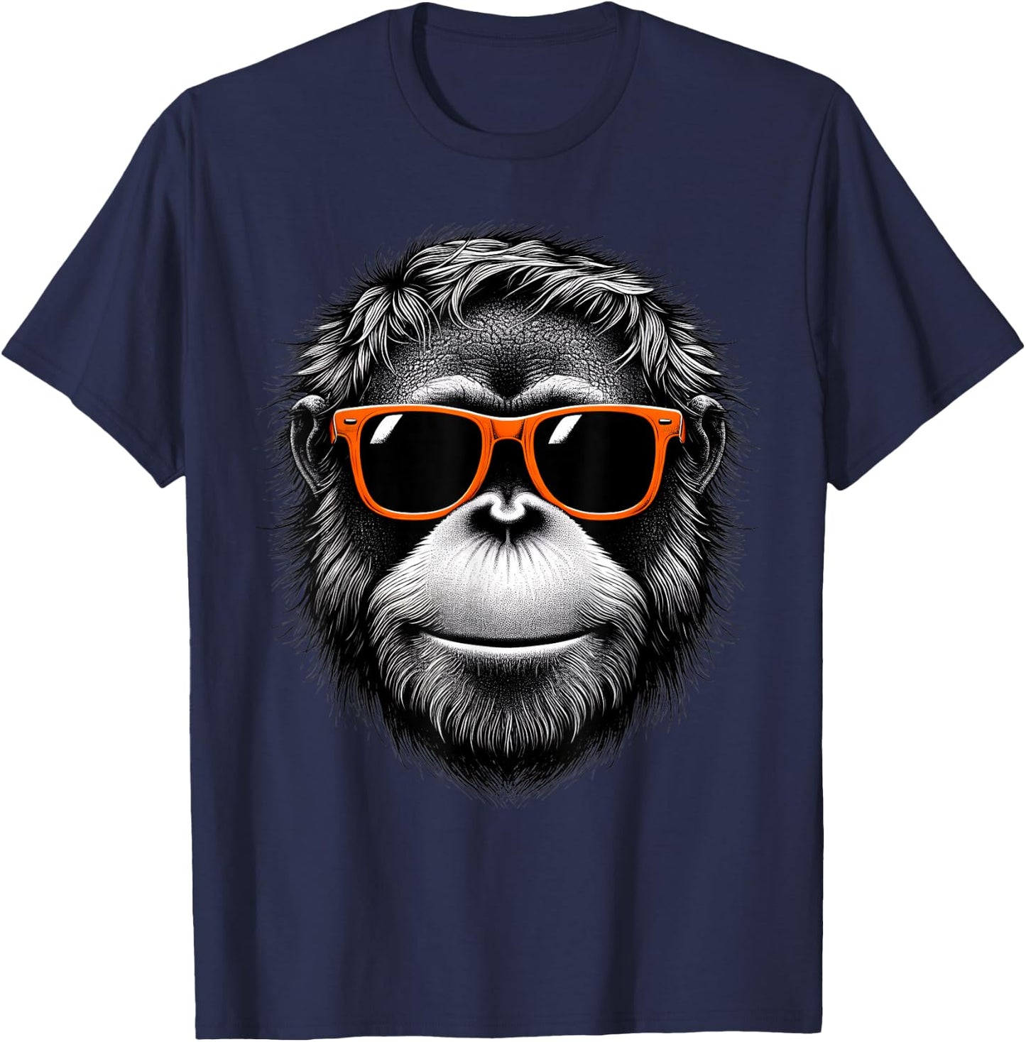 Cool Orangutan Wearing Sunglasses Graphic Art T-Shirt - T-Shirt | Navy