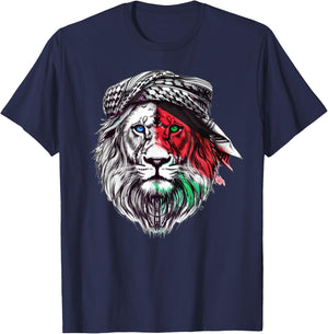 Palastine Time of Palestine: Lion keffiyeh T-Shirt - T-Shirt | Navy