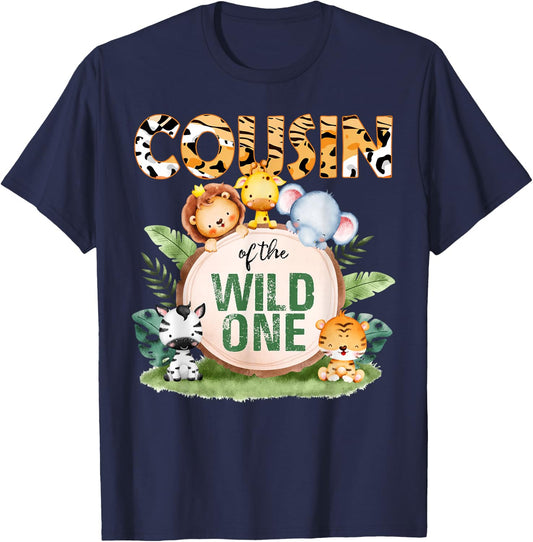 Cousin Of The Wild One 1st Birthday Safari Family Matching T-Shirt - T-Shirt | Navy