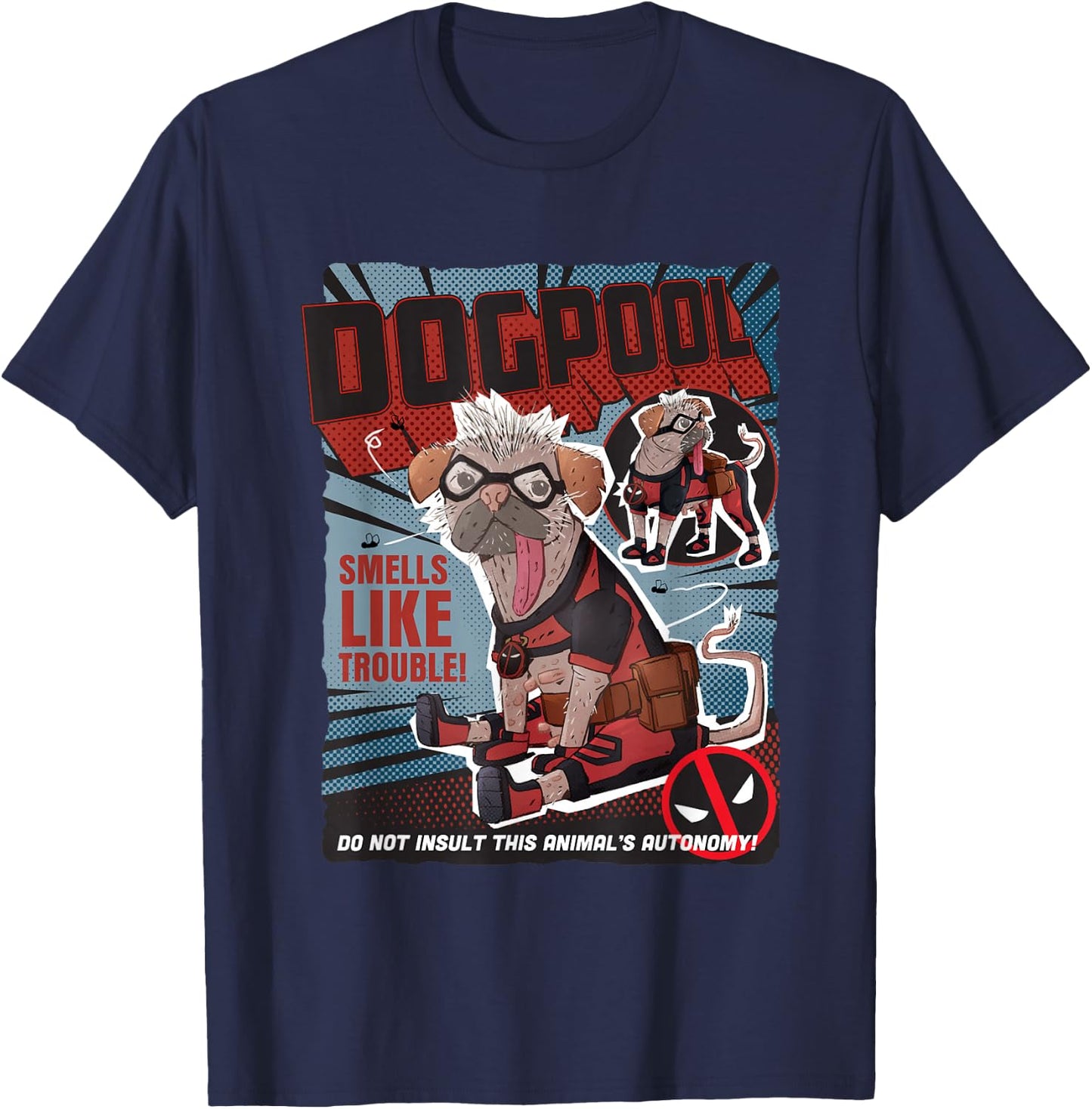 Marvel Deadpool & Wolverine Dogpool Doodle Comic Book Cover T-Shirt - T-Shirt | Navy