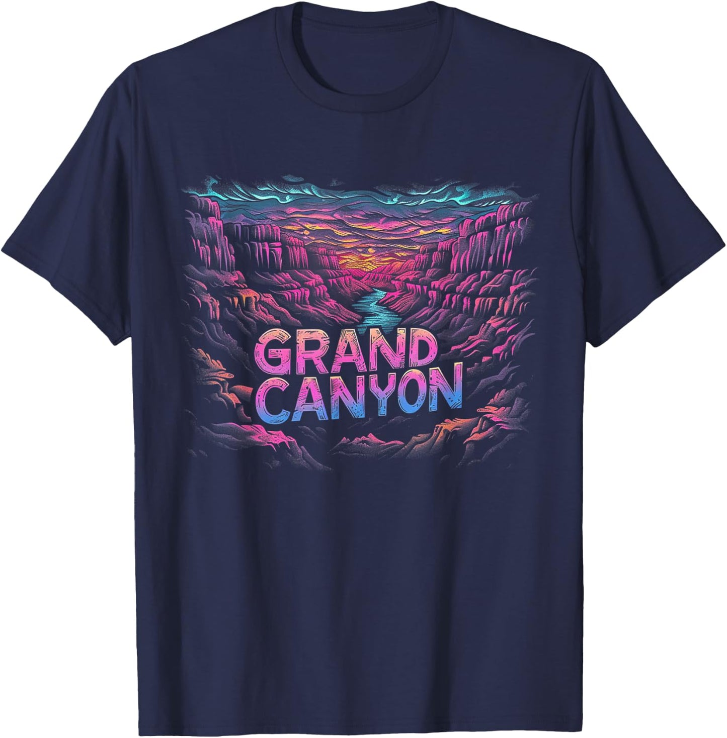 Grand Canyon - US National Park Vintage Men Women Kids Retro T-Shirt - T-Shirt | Navy