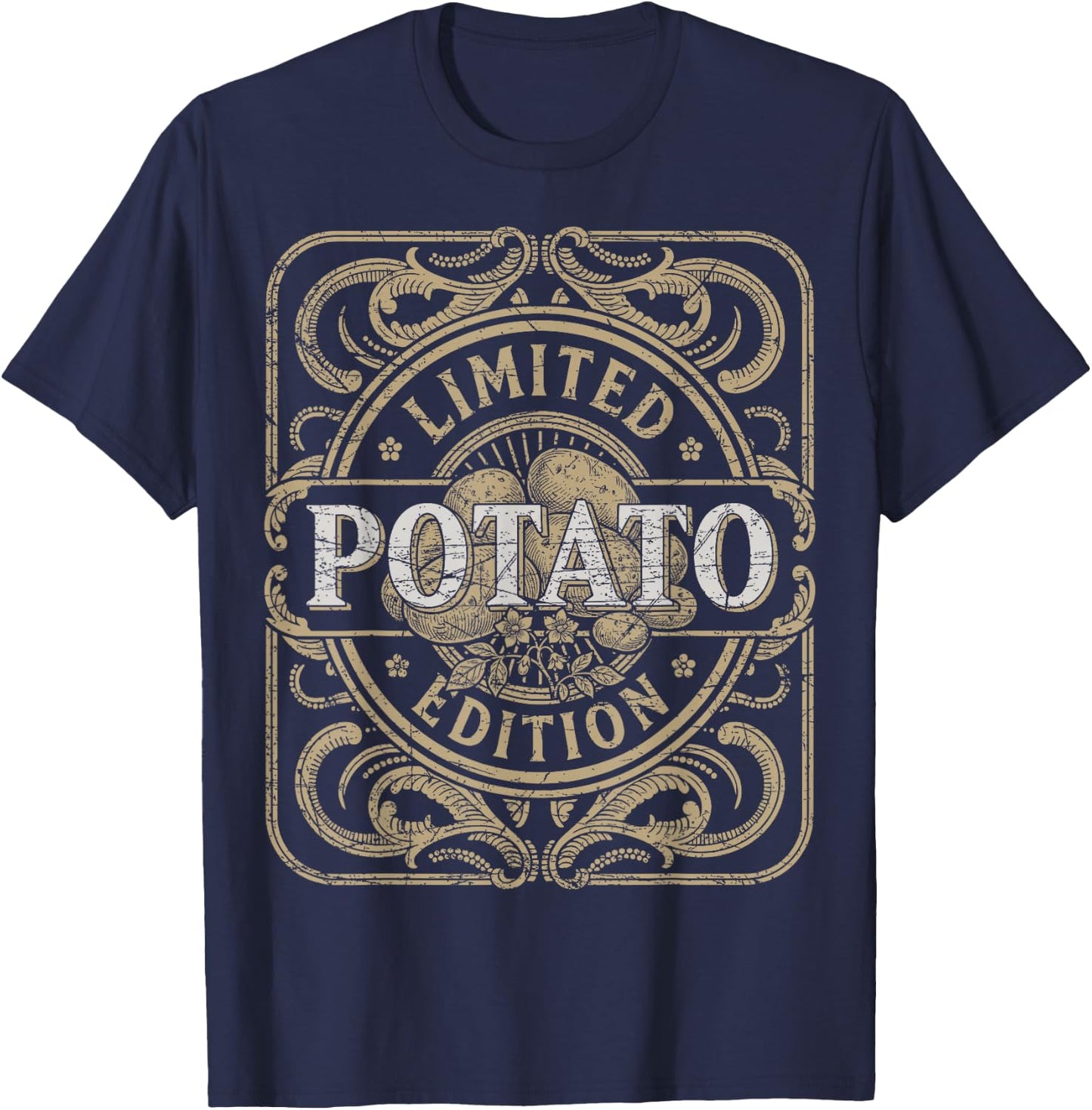Potato Vintage Potato Farmer Retro Vegetables Farmer T-Shirt - T-Shirt | Navy