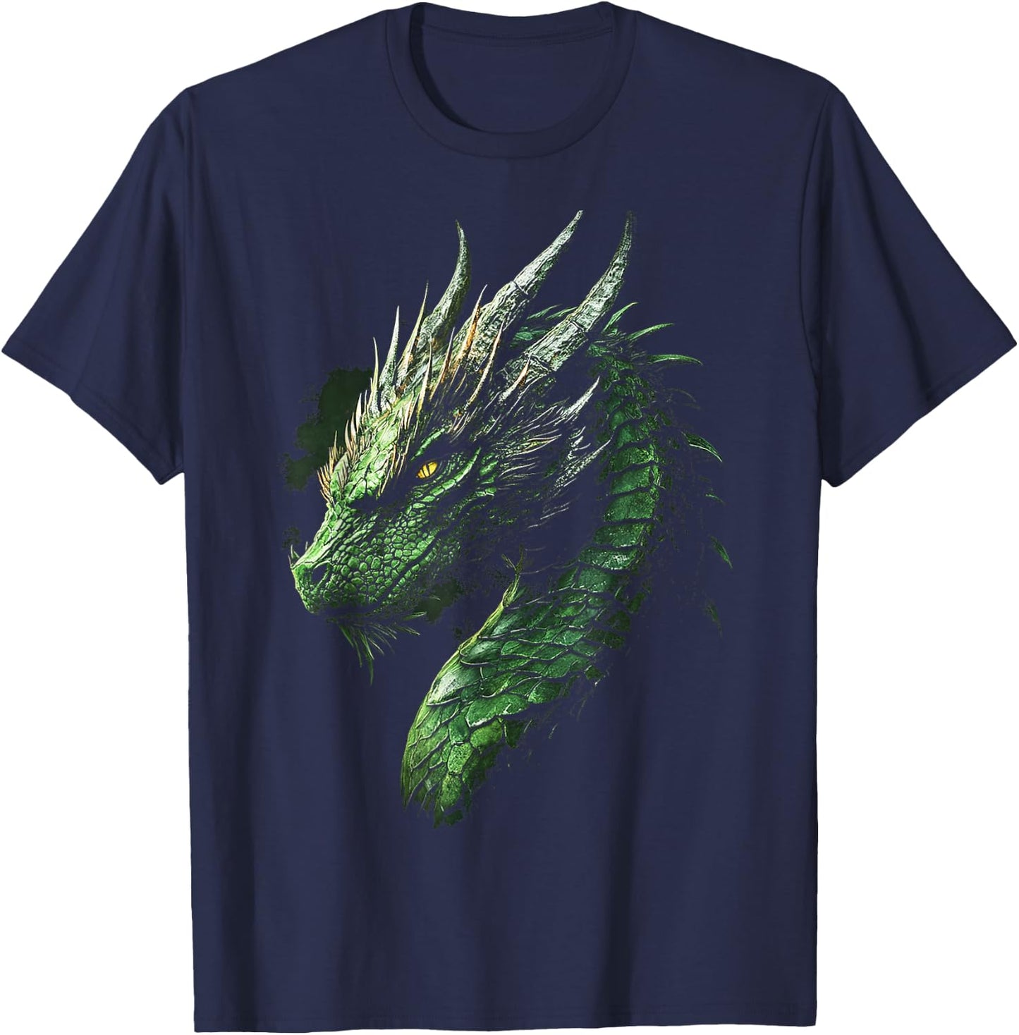 Green Dragon Motif Mythical Illustration Green Dragon T-Shirt - T-Shirt | Navy