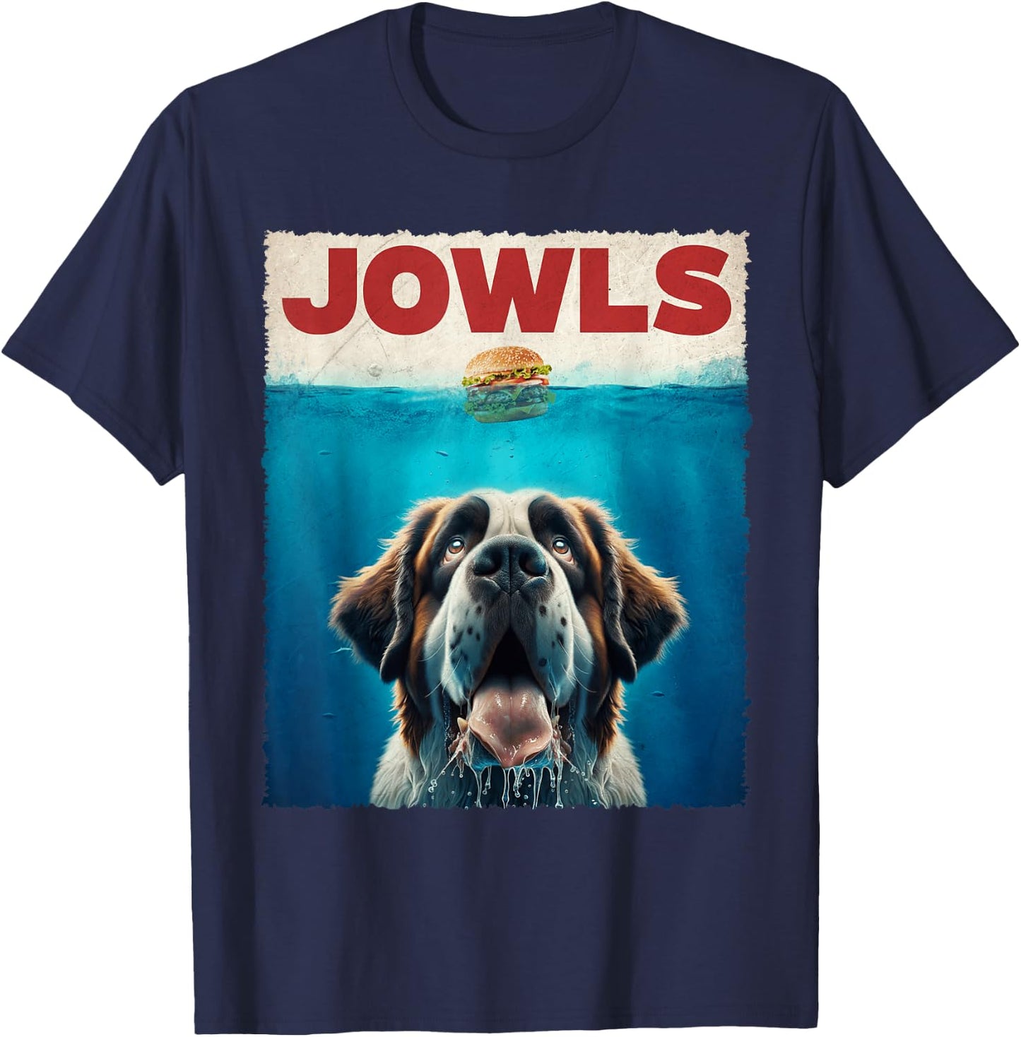 Saint Bernard Jowls Dogs Lovely Pets Funny Animal Fastfood T-Shirt - T-Shirt | Navy