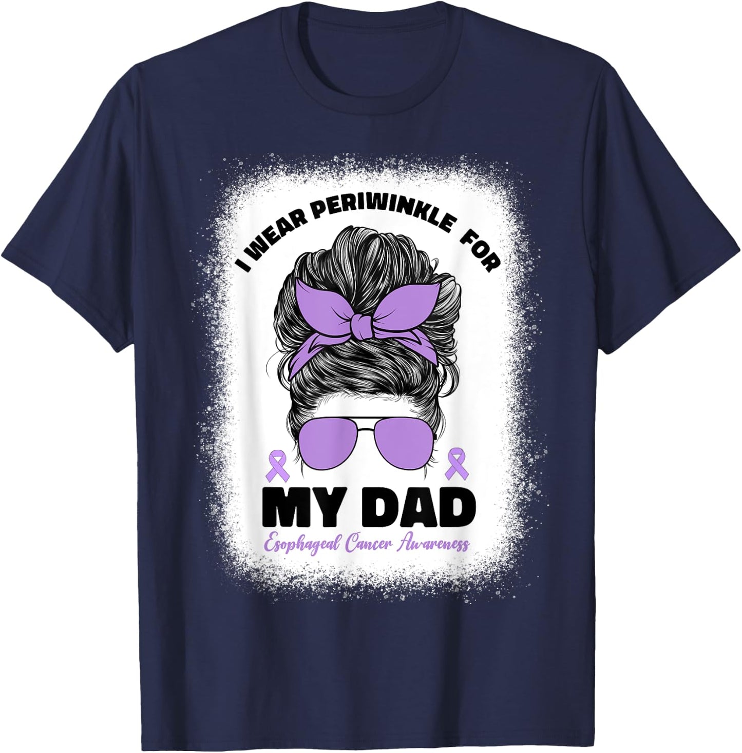 I Wear Periwinkle For My Dad Esophageal Cancer Awareness Dad T-Shirt - T-Shirt | Navy