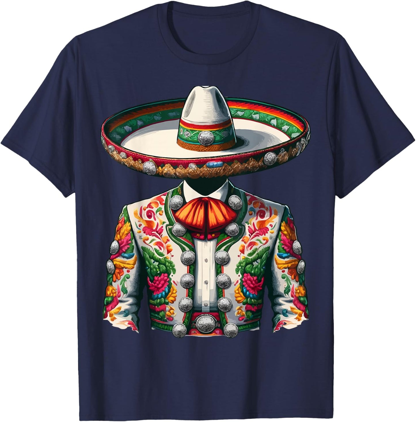 Vibrant Mexican Charro Suit Traditional Mariachi T-Shirt - T-Shirt | Navy