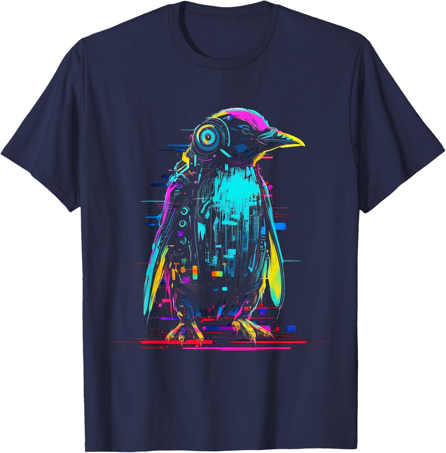 Penguin Fantasy Robot Art - Animal Penguin T-Shirt - T-Shirt | Navy